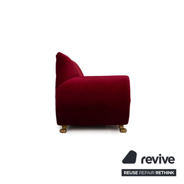 Bretz Gaudi Velvet Three Seater Red Sofa Couch