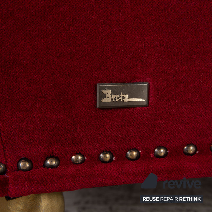 Bretz Gaudi Velvet Three Seater Red Sofa Couch