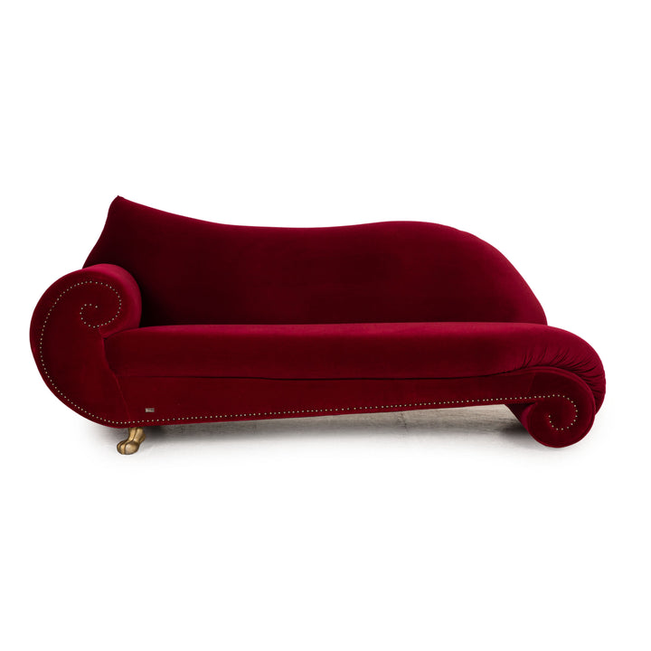 Bretz Gaudi Velvet Three Seater Red Sofa Couch