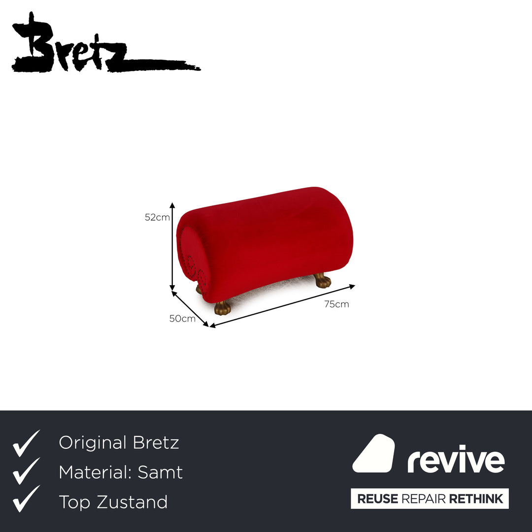 Bretz Gaudi Velvet Stool Red