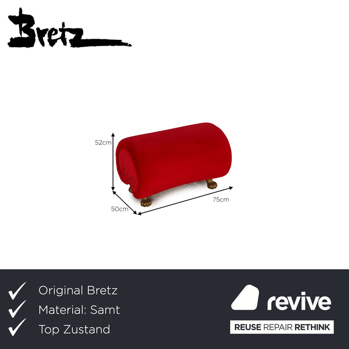 Bretz Gaudi Velvet Stool Red