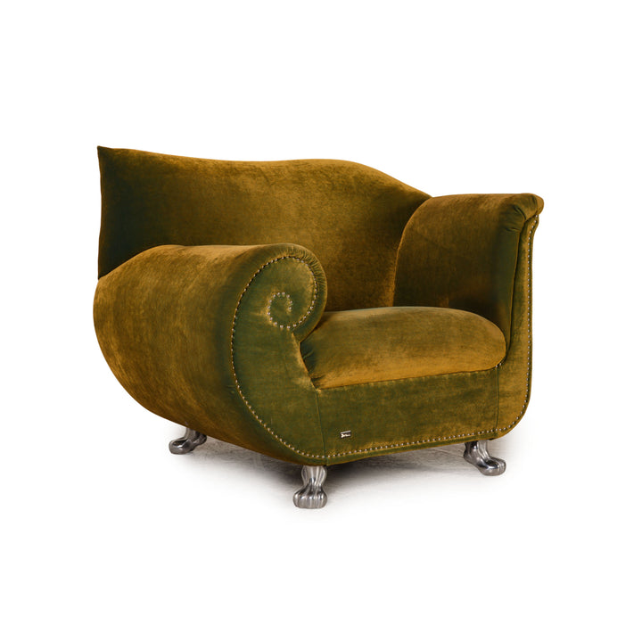 Bretz Gaudi Velvet Armchair Green