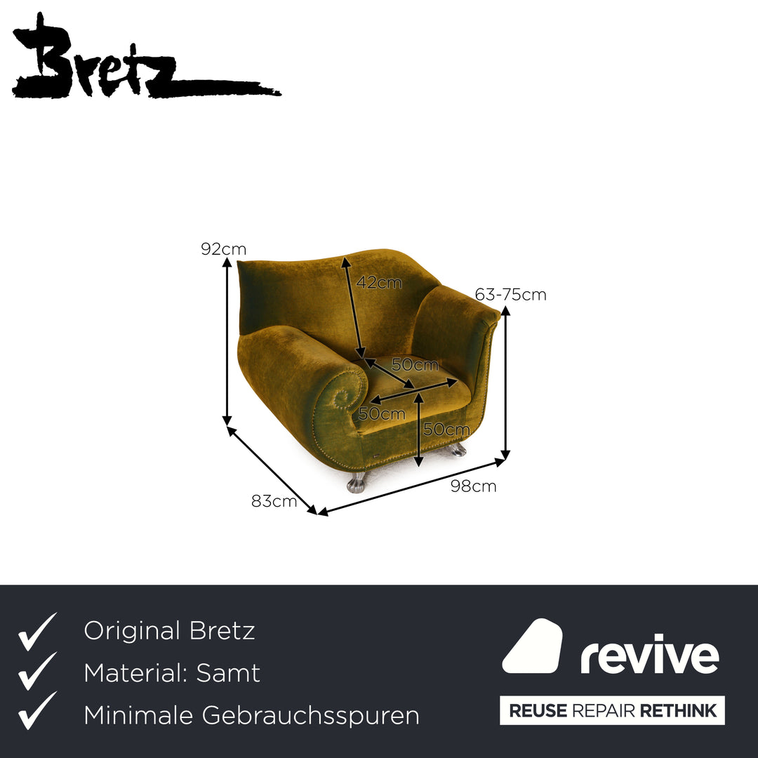 Bretz Gaudi Velvet Armchair Green