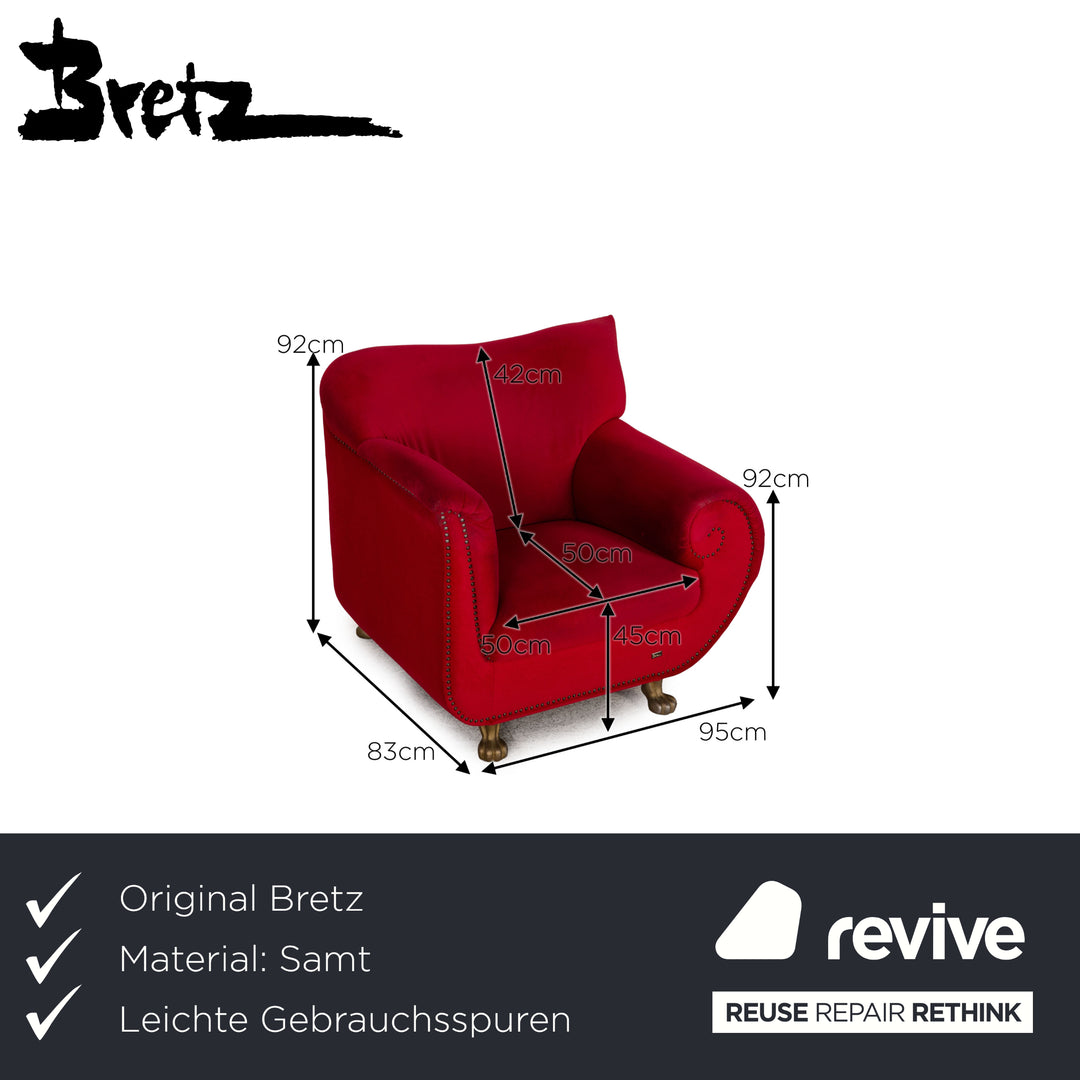 Bretz Gaudi Velvet Armchair Red