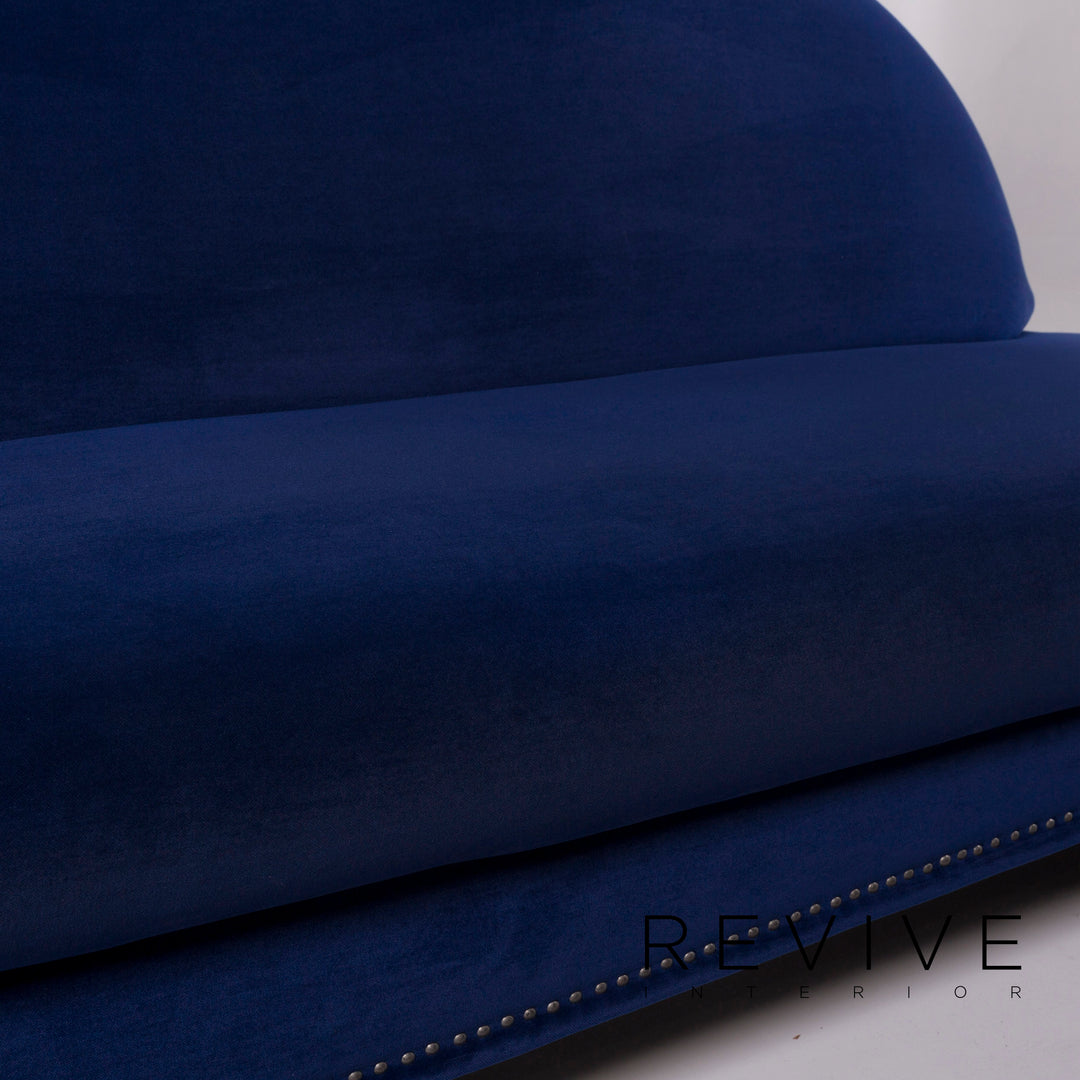 Bretz Gaudi Samt Sofa Blau Dreisitzer #11460
