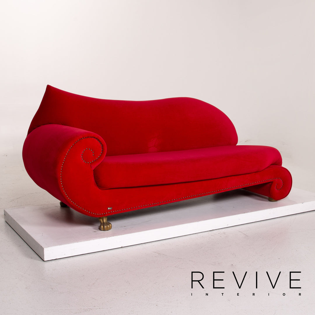 Bretz Gaudi Velvet Sofa Red Three Seater Couch #14978