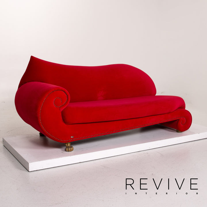 Bretz Gaudi Velvet Sofa Red Three Seater Couch #14978