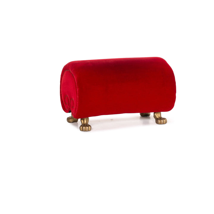 Tabouret en tissu velours Bretz Gaudi pouf rouge #15312