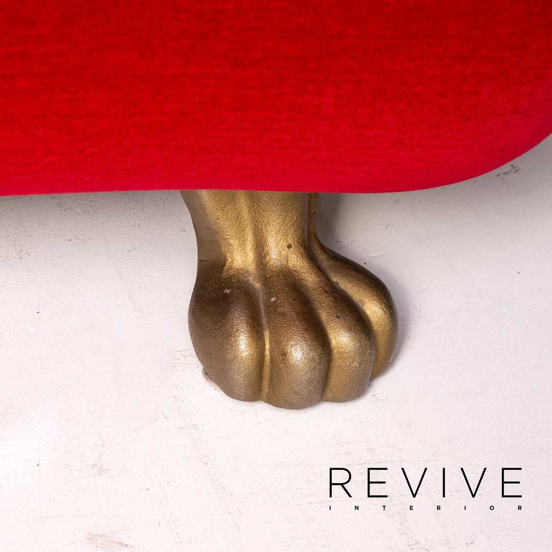 Tabouret en tissu velours Bretz Gaudi pouf rouge #15312
