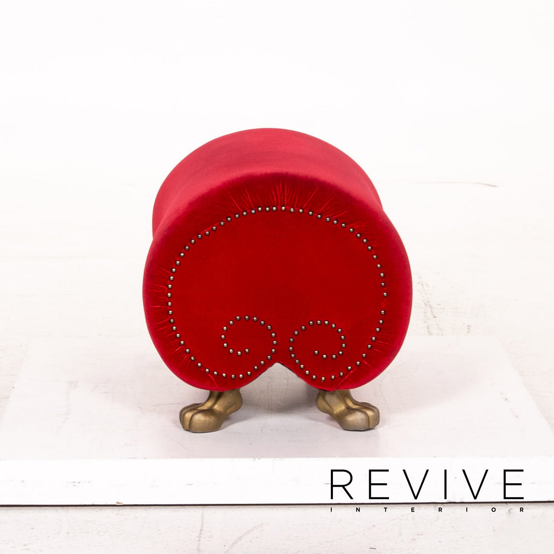 Tabouret en tissu velours Bretz Gaudi pouf rouge #15312