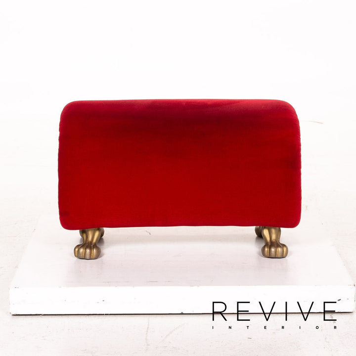 Tabouret en tissu velours Bretz Gaudi pouf rouge #15312