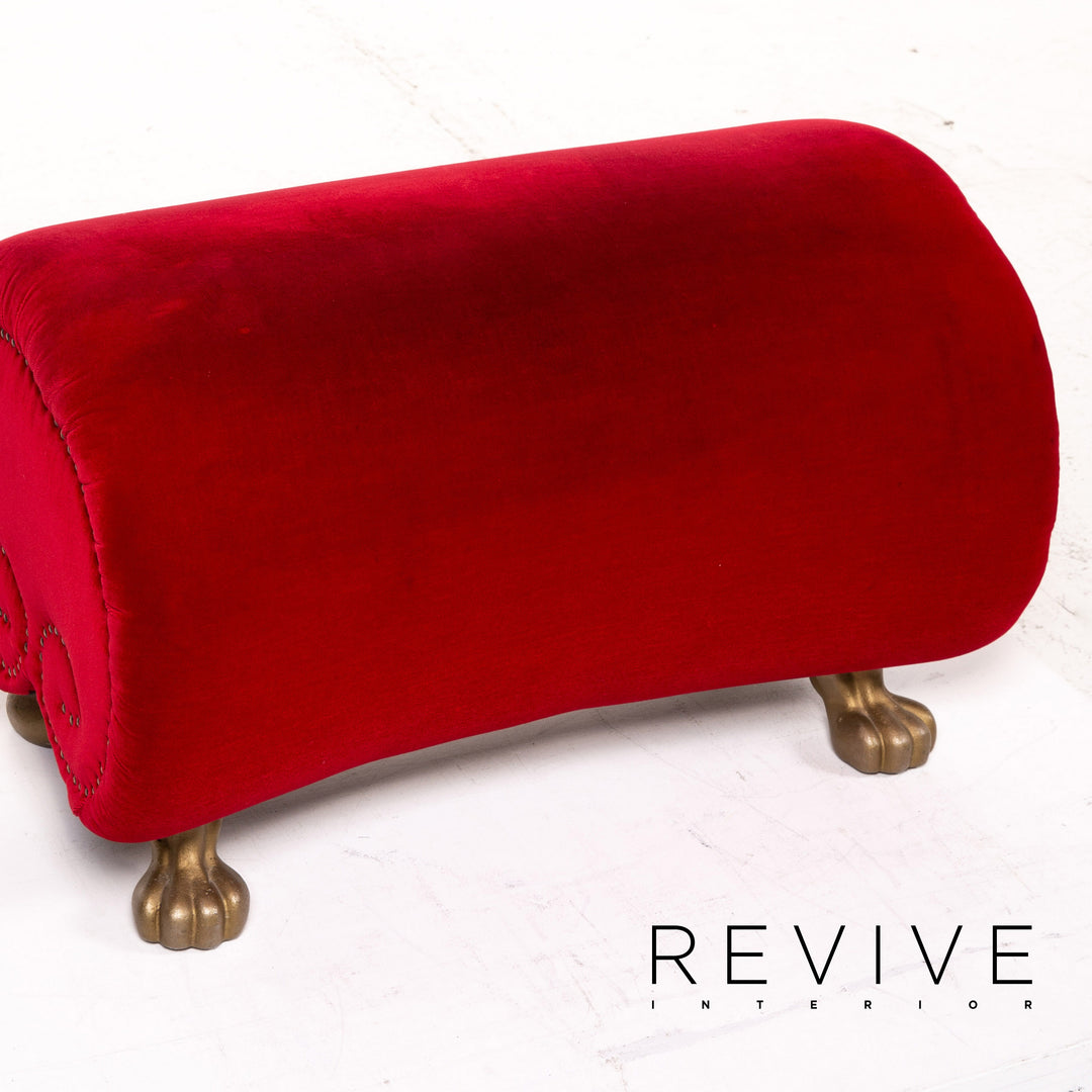 Ensemble de fauteuils en tissu velours Bretz Gaudi rouge 1x fauteuil 1x tabouret #15520