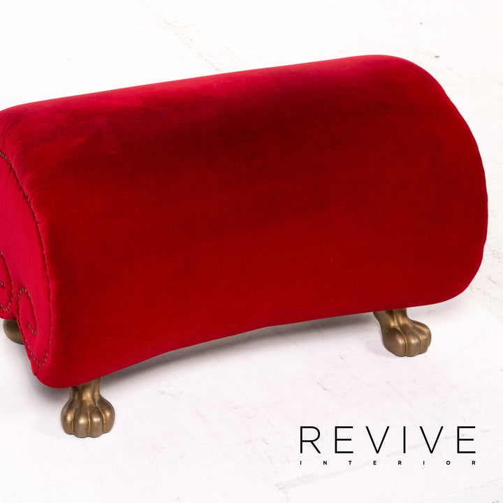 Ensemble de fauteuils en tissu velours Bretz Gaudi rouge 1x fauteuil 1x tabouret #15520