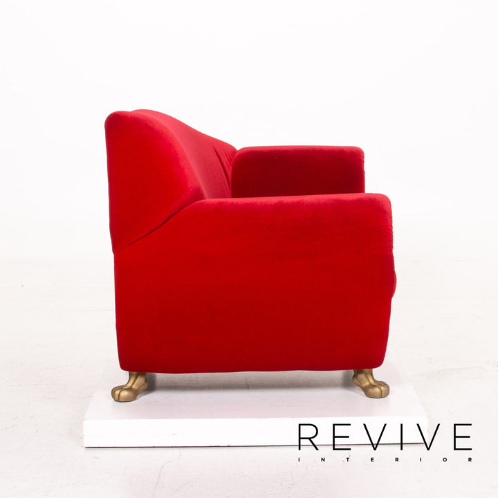 Ensemble de fauteuils en tissu velours Bretz Gaudi rouge 1x fauteuil 1x tabouret #15520