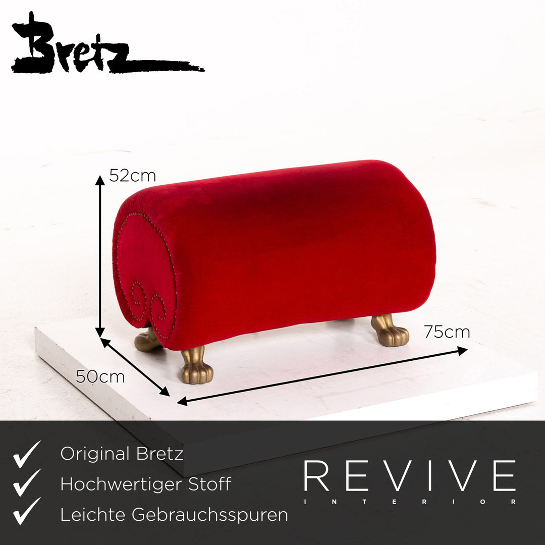 Ensemble de fauteuils en tissu velours Bretz Gaudi rouge 1x fauteuil 1x tabouret #15520