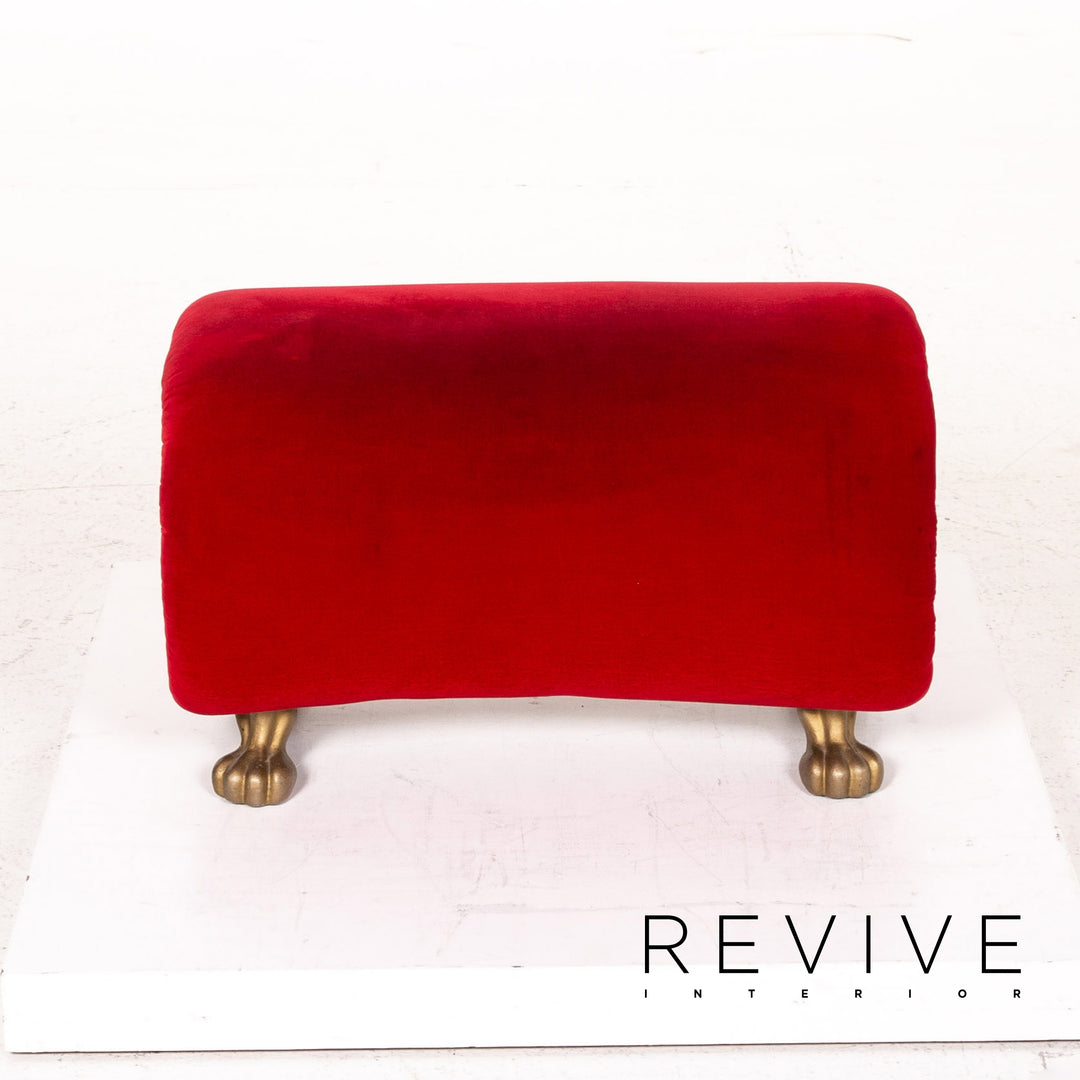Ensemble de fauteuils en tissu velours Bretz Gaudi rouge 1x fauteuil 1x tabouret #15520