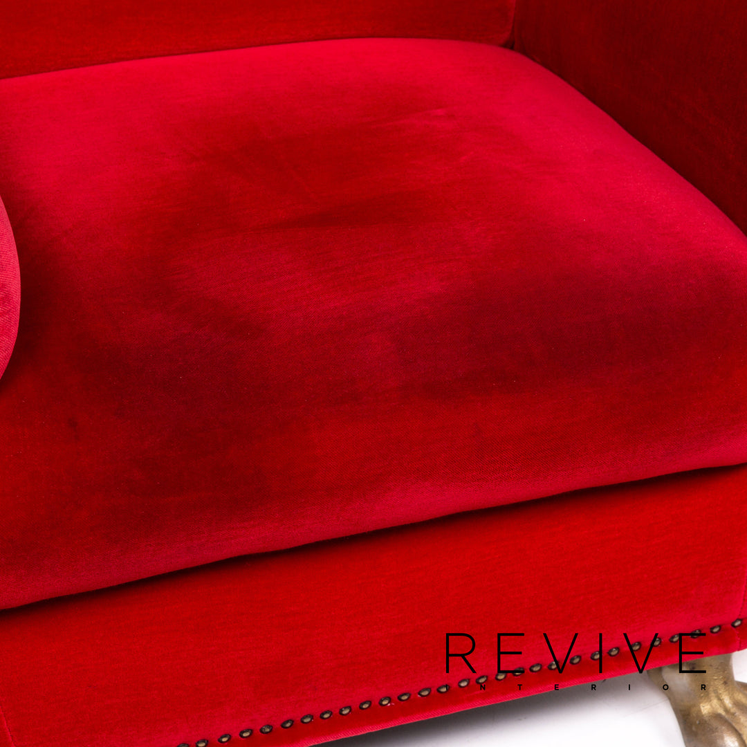 Ensemble de fauteuils en tissu velours Bretz Gaudi rouge 1x fauteuil 1x tabouret #15520
