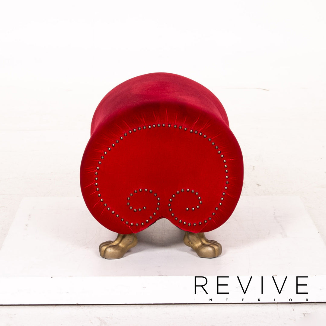 Ensemble de fauteuils en tissu velours Bretz Gaudi rouge 1x fauteuil 1x tabouret #15520
