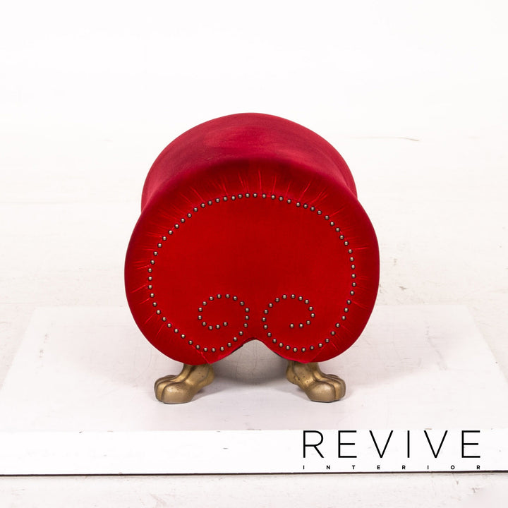 Ensemble de fauteuils en tissu velours Bretz Gaudi rouge 1x fauteuil 1x tabouret #15520