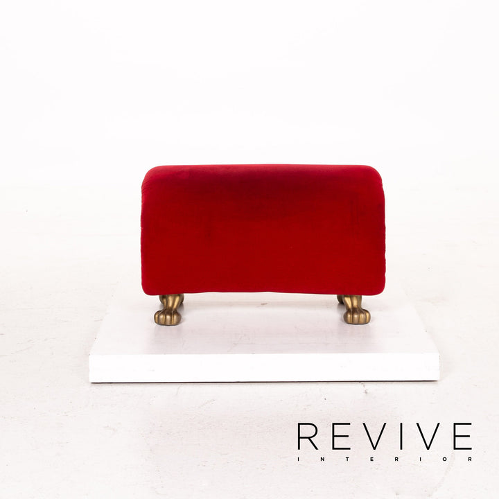 Ensemble de fauteuils en tissu velours Bretz Gaudi rouge 1x fauteuil 1x tabouret #15520