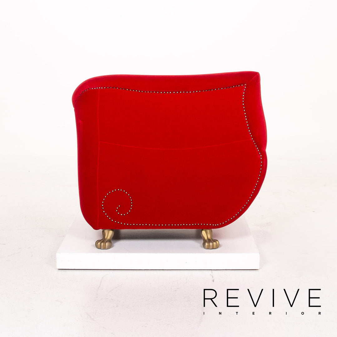 Ensemble de fauteuils en tissu velours Bretz Gaudi rouge 1x fauteuil 1x tabouret #15520