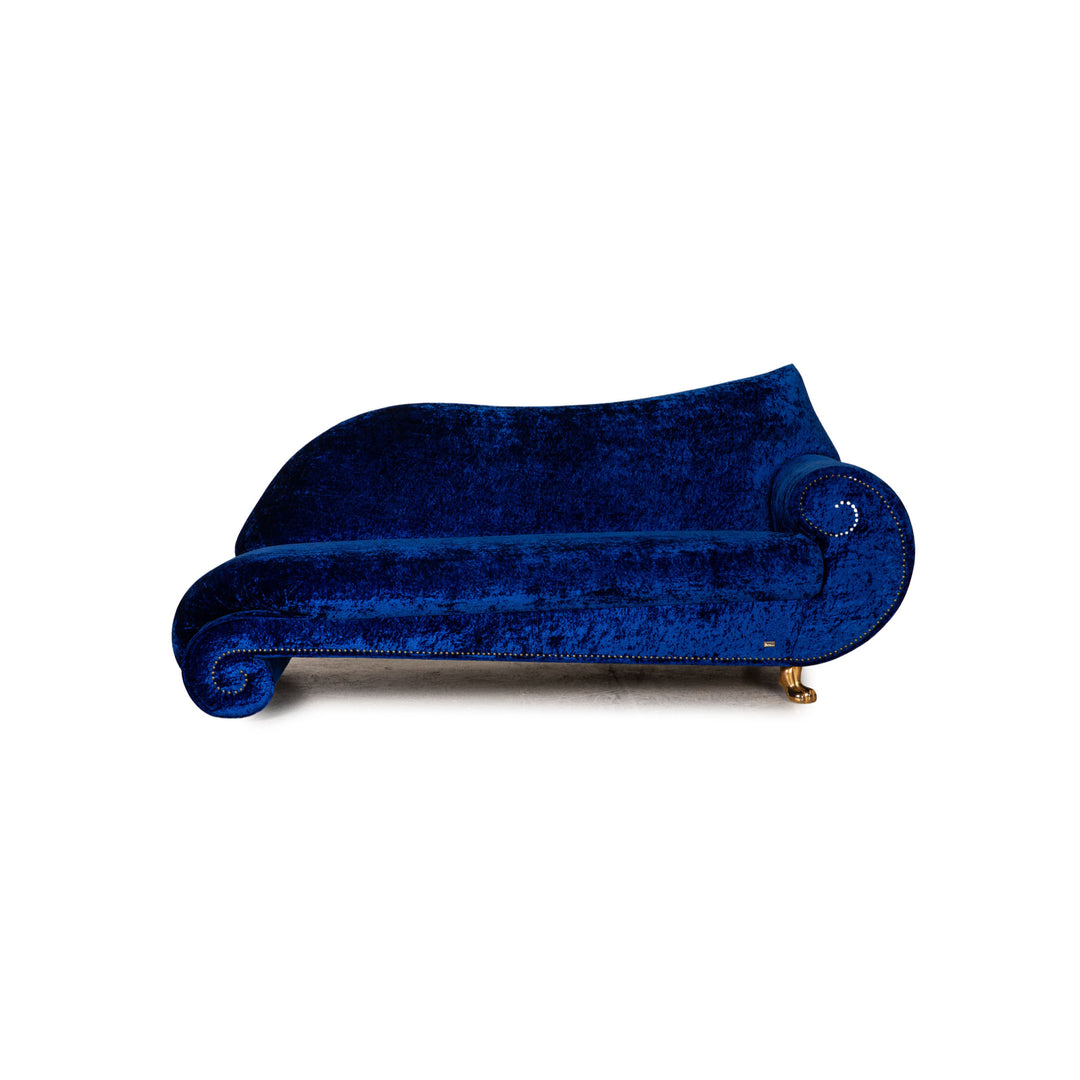 Bretz Gaudi velvet fabric sofa blue three-seater couch recamier