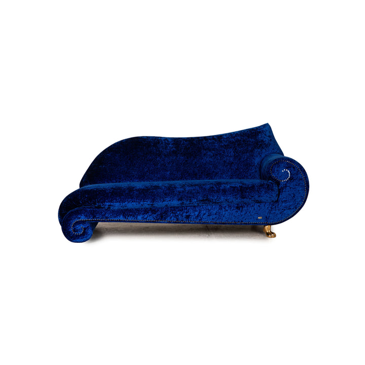 Bretz Gaudi velvet fabric sofa blue three-seater couch recamier