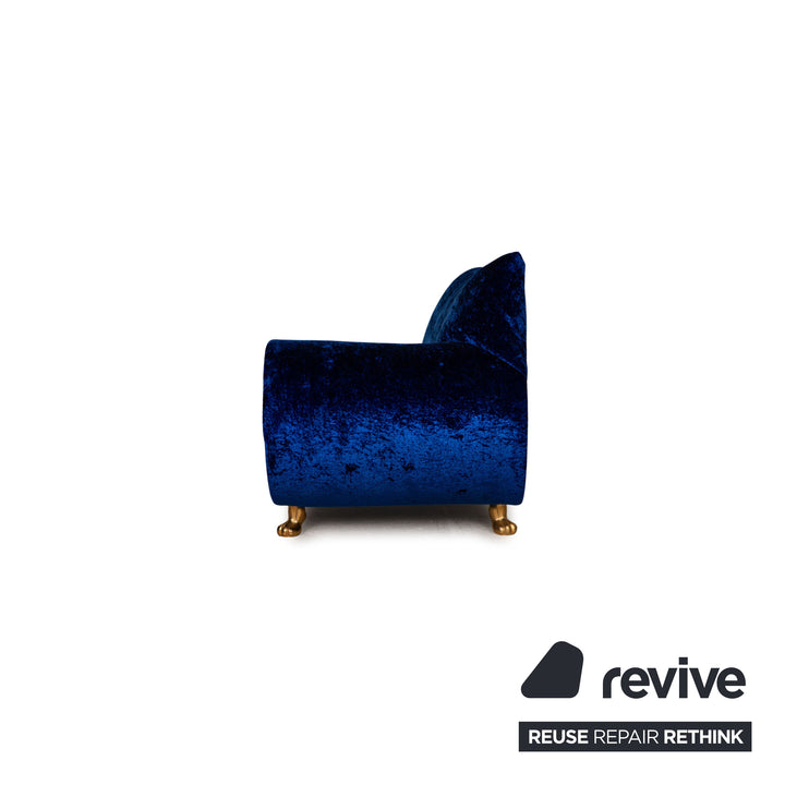 Ensemble de canapés en tissu velours Bretz Gaudi, fauteuil trois places bleu