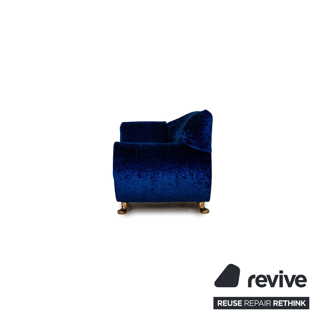 Ensemble de canapés en tissu velours Bretz Gaudi, fauteuil trois places bleu