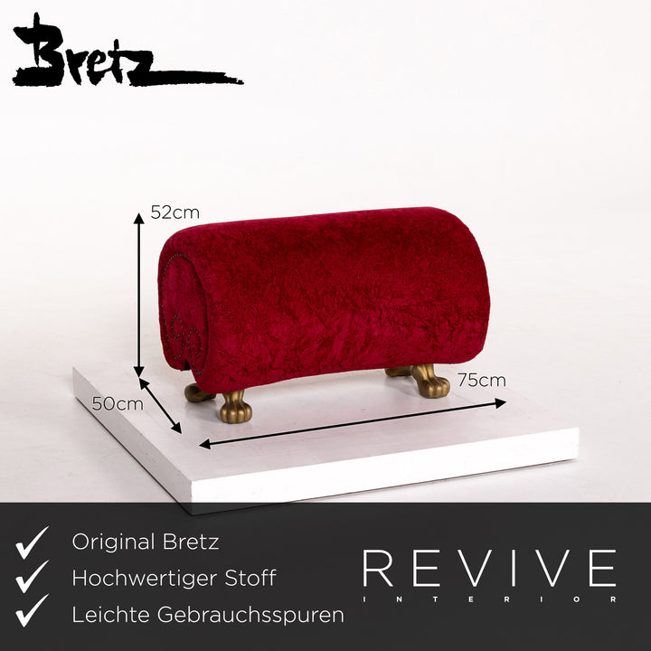 Bretz Gaudi velvet fabric sofa set red 1x two-seater 1x armchair 1x stool #13775