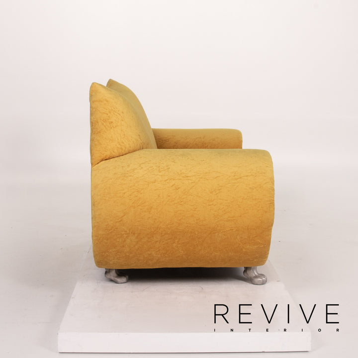 Bretz Gaudi Velvet Fabric Sofa Yellow Two Seater Couch #13701