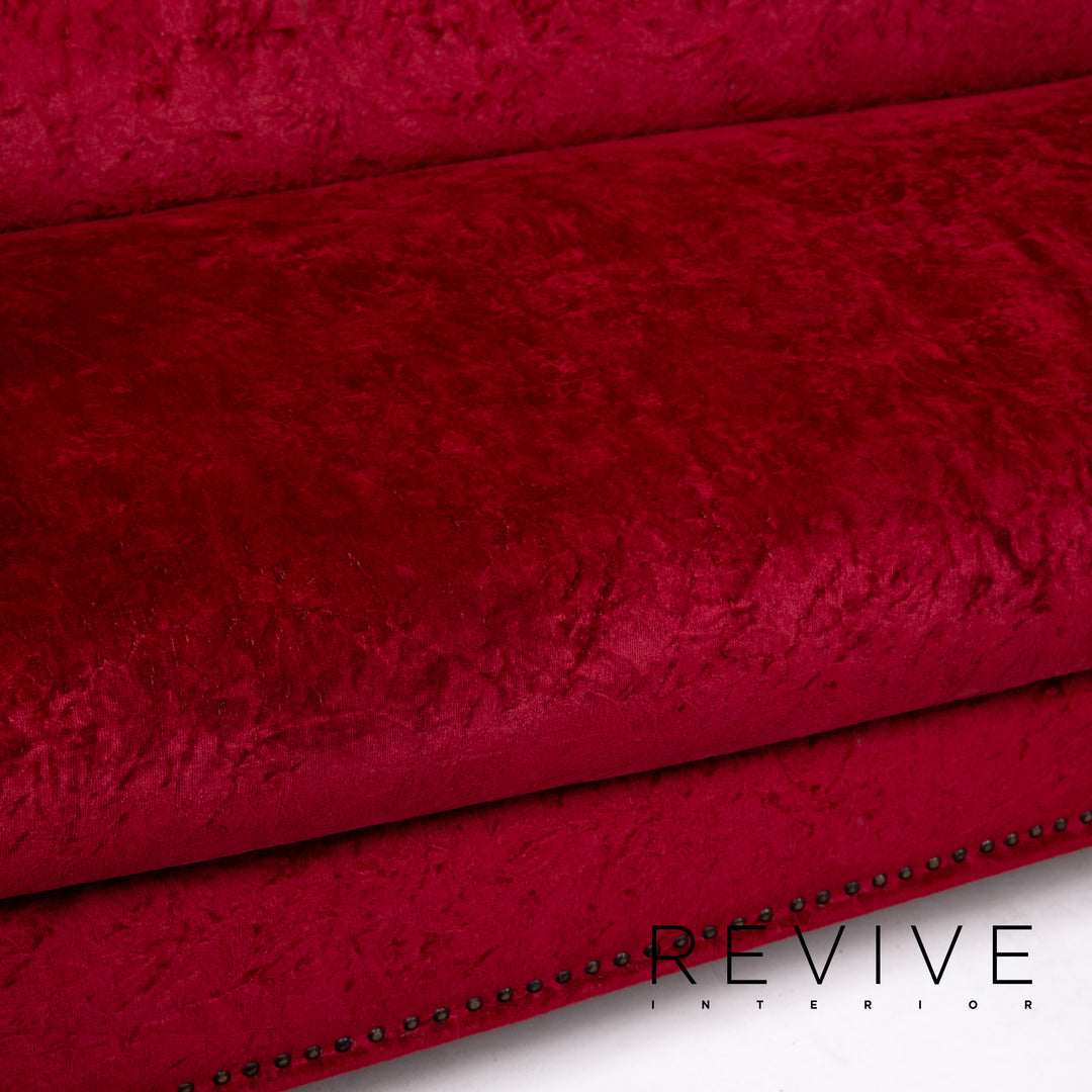 Bretz Gaudi Velvet Fabric Sofa Red Two Seater Couch #13595