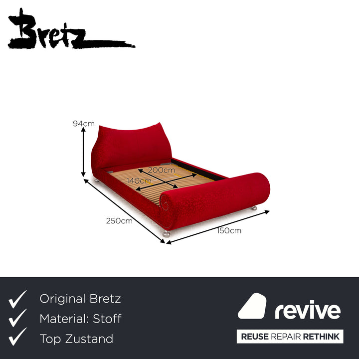 Bretz Gaudi Stoff Bett Rot Doppelbett