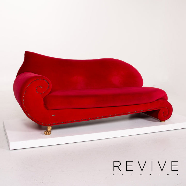 Bretz Gaudi Stoff Samt Sofa Rot Dreisitzer Couch #14260