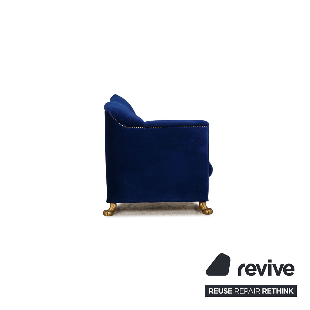 Bretz Gaudi fabric armchair blue velvet