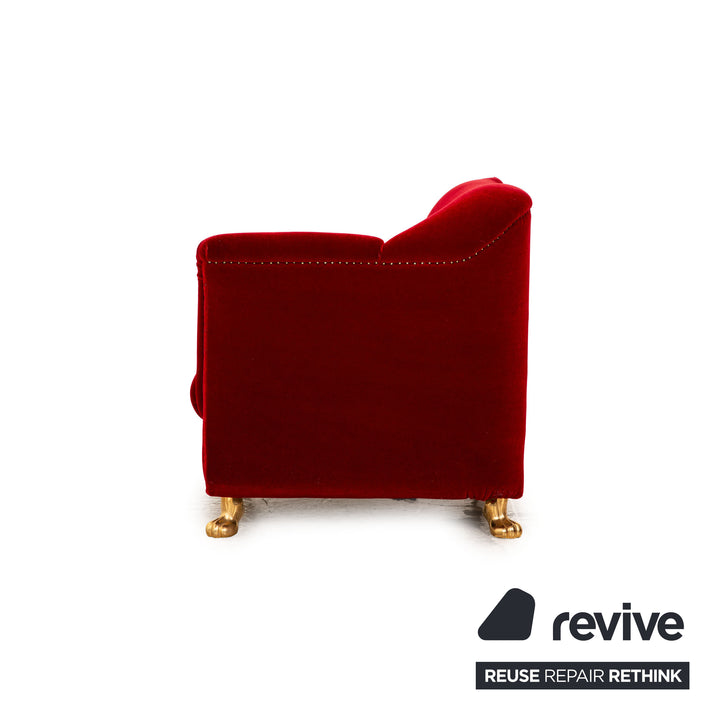 Bretz Gaudi fabric armchair set red velvet stool