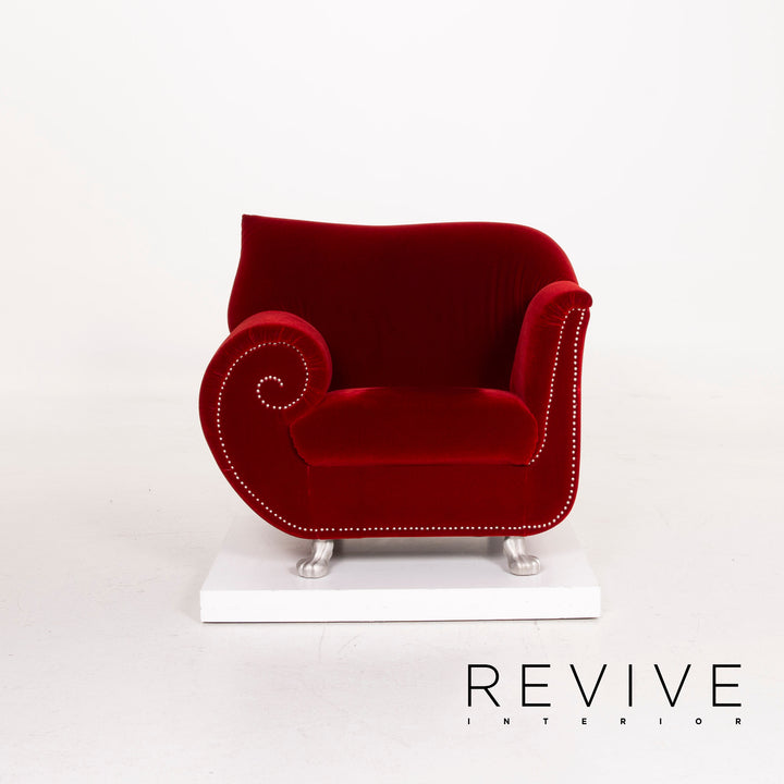 Fauteuil en tissu Bretz Gaudi velours rouge #14727