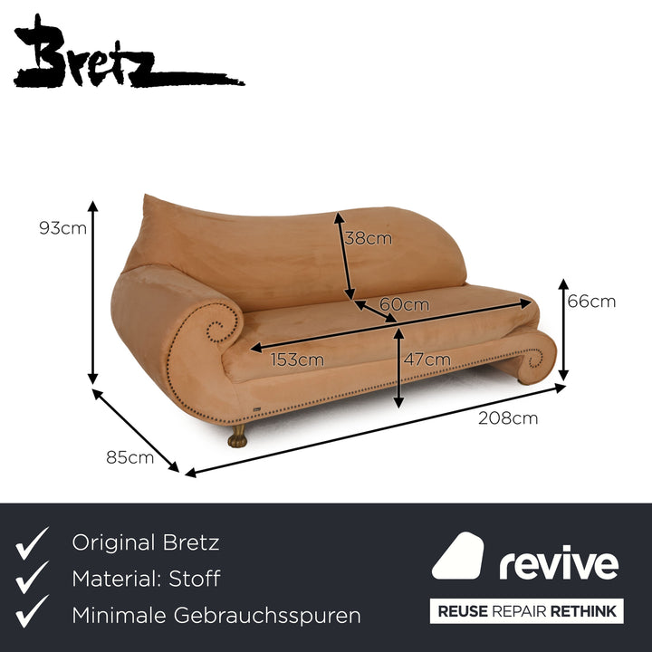 Bretz Gaudi Stoff Sofa Beige Dreisitzer Couch