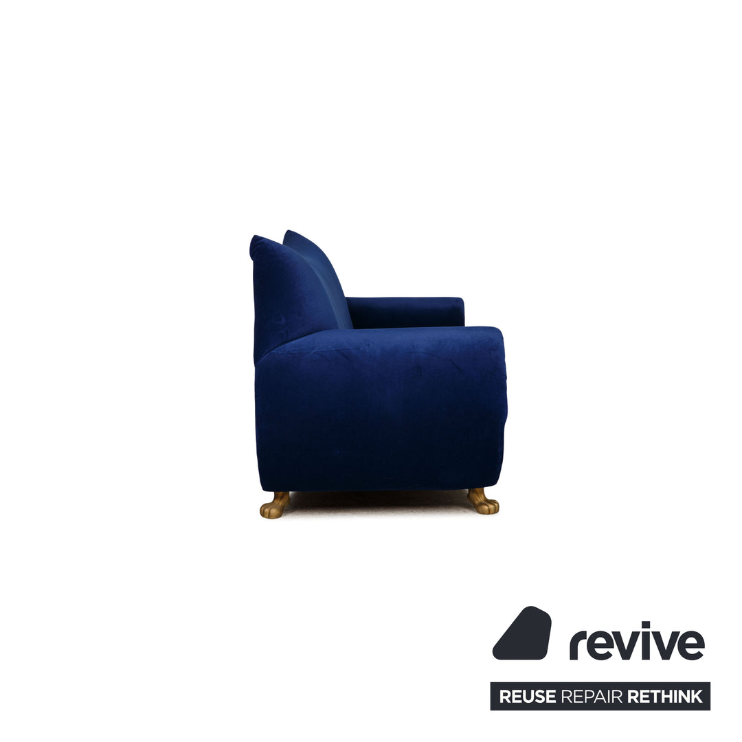 Bretz Gaudi Stoff Sofa Garnitur Blau Zweisitzer Sessel Couch Samt