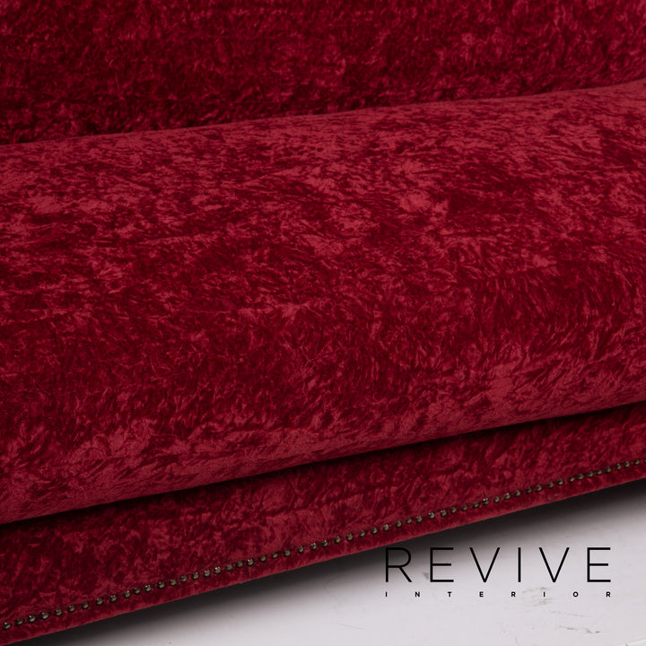 Bretz Gaudi fabric sofa set red three-seater incl. cushion stool #15253