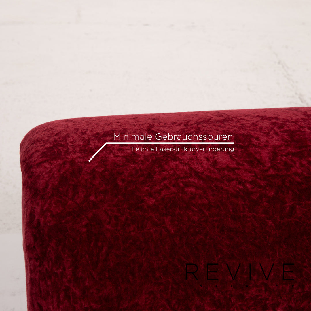 Bretz Gaudi fabric sofa set red three-seater incl. cushion stool #15253