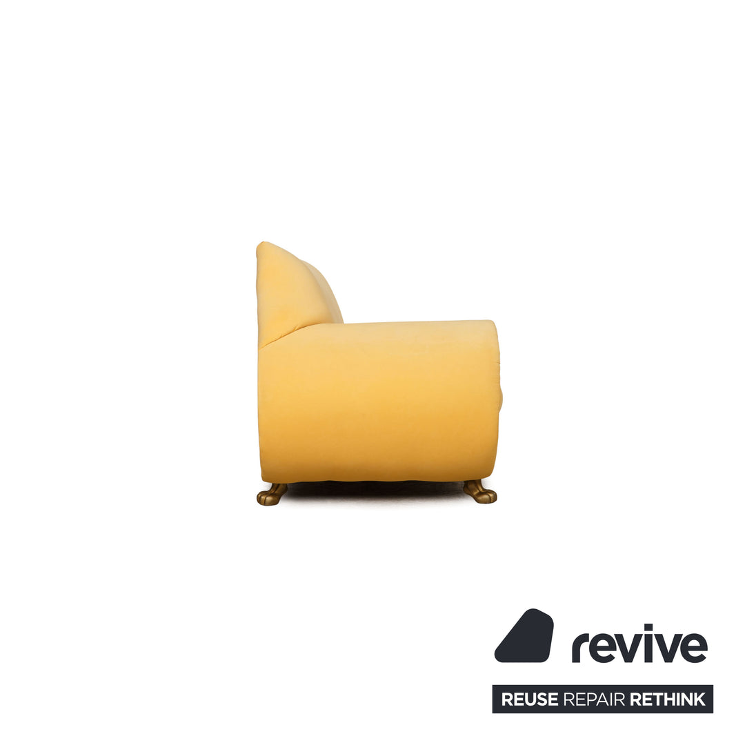 Bretz Gaudi Fabric Sofa Yellow Three Seater Couch