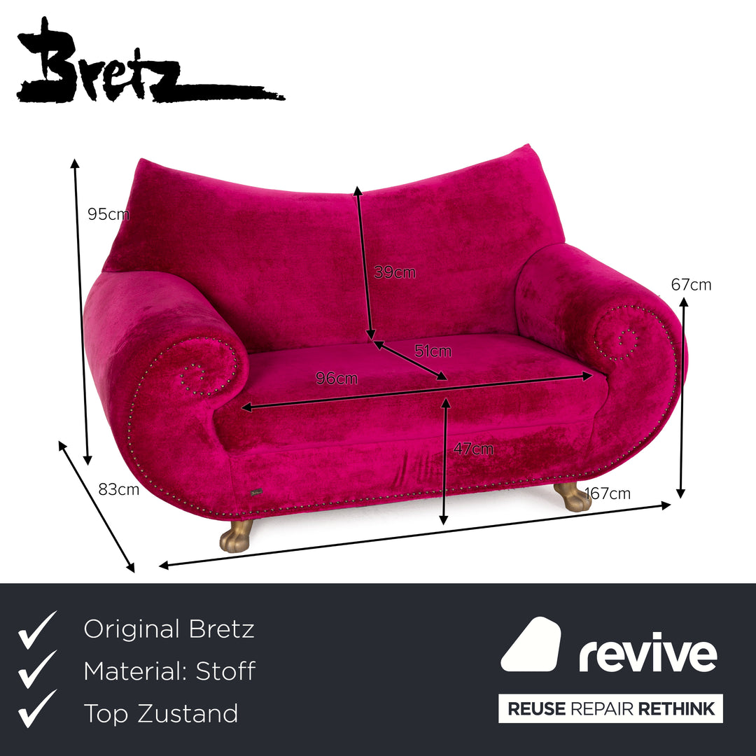 Bretz Gaudi Fabric Sofa Pink Two Seater Couch
