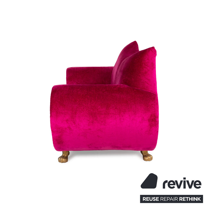 Bretz Gaudi Stoff Sofa Pink Zweisitzer Couchtisch Glas Set