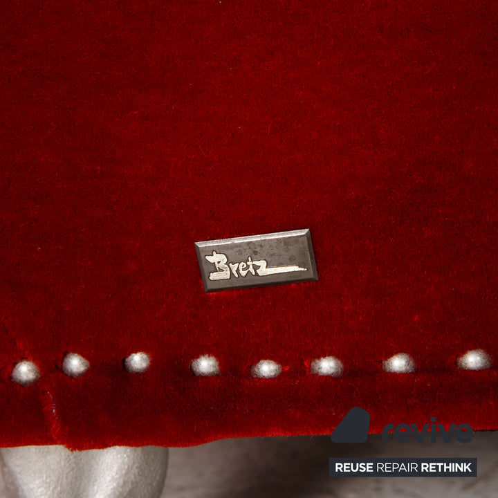 Bretz Gaudi Stoff Sofa Rot Dreisitzer Couch Recamiere
