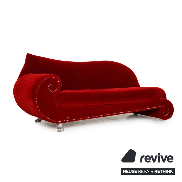 Bretz Gaudi Stoff Sofa Rot Dreisitzer Couch Recamiere