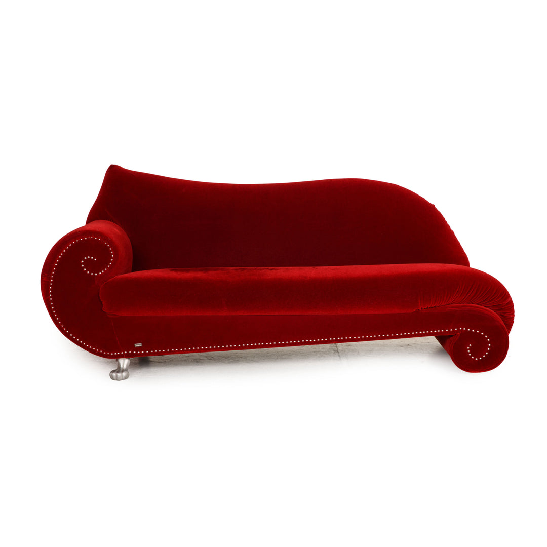 Bretz Gaudi Stoff Sofa Rot Dreisitzer Couch Recamiere