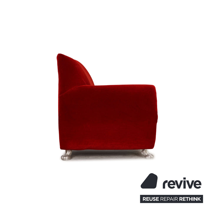 Bretz Gaudi Stoff Sofa Rot Dreisitzer Couch Recamiere