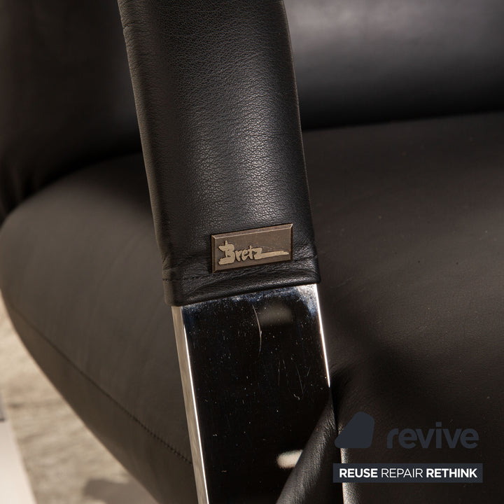 Bretz Highland B132 Leder Schaukelstuhl Sessel Schwarz inkl. Hocker