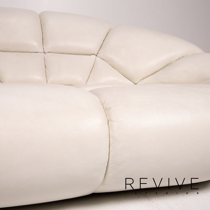 Bretz Kautsch Leder Sofa Creme Dreisitzer Couch #13617